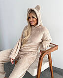 Жіночий махровий одяг для дому костюм з вушками коричневий, фото 5