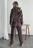 Жіночий махровий одяг для дому костюм з вушками коричневий, фото 4
