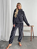 Махрова піжами з вушками  графітового кольору, фото 3