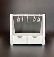 Скринька для прикрас Finding Органайзер для біжутерії стійка з вішалами шухлядами Білий глянцевий пластик 17см x 15см × 7см