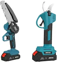 Акумуляторний набір Domotec 3в1: міні-пила 6" + секатор 21V + телескопічний подовжувач до 2.3м - для саду та гілок, фото 2