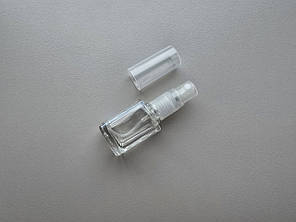 12 мл Квадратна пляшка скляна прозора з пластиковим прозорим розпилювачем, спреєм 13/415, флакон, атомайзер, фото 1