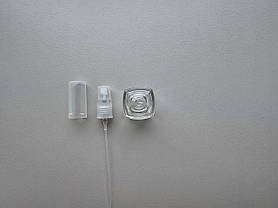 12 мл Квадратна пляшка скляна прозора з пластиковим прозорим розпилювачем, спреєм 13/415, флакон, атомайзер, фото 4