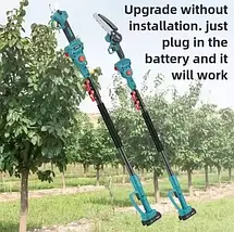 Акумуляторний набір Domotec 3в1: міні-пила 6" + секатор 21V + телескопічний подовжувач до 2.3м - для саду та гілок, фото 5