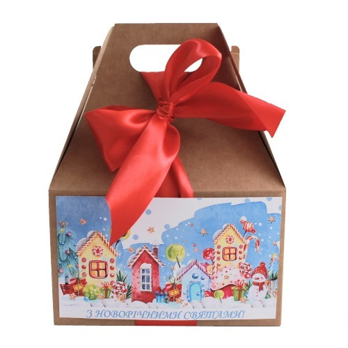 Набір цукерок подарунок на Новий рік та Миколая гуртом у крафтовій упаковці №6 500 г. (Преміум), фото 1