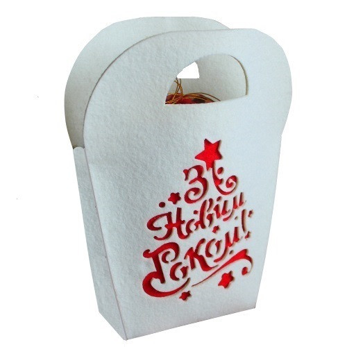 Набір цукерок подарунок на Новий рік та Миколая гуртом в упаковці з фетру No2 500 г (Люкс), фото 1