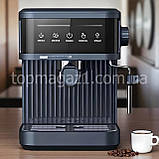 Кавовий апарат для дому 1200 Вт Crownberg кавоварка ріжкова з контейнером на 1.8 л води кавомашина еспресо 20 бар капучинатор, фото 4