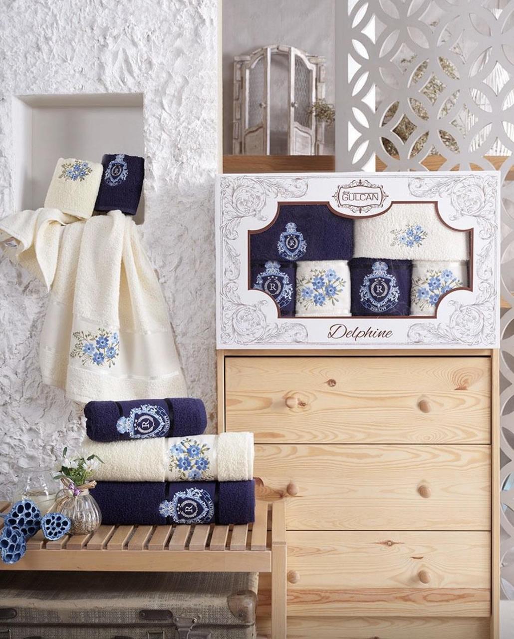 Набір махрових рушників Gulcan у подарунковій коробці 6 штук 70/140 2 штуки 50/90 2 штуки 30/50 Туреччина, фото 1