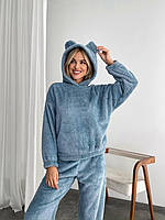 Жіноча домашня махрова піжама з вушками (Норма та напівбатал), фото 9