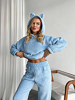 Жіноча домашня махрова піжама з вушками (Норма та напівбатал), фото 7