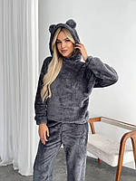 Жіночий махровий костюм для дома кофта з вушками і штани рр.42-44; 46-48; 50-52, фото 7