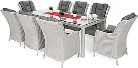 Садові меблі Home & Garden з техноротангу Bristol 230 см білий/сірий 8+1