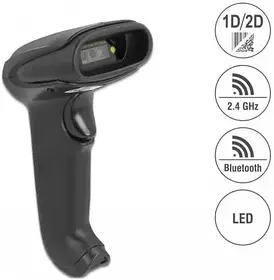 Сканер штрих-кодів Delock 1D/2D 2.4ГГц Bluetooth USB Чорний (90562)