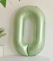 Цифра 0  куля 100 см фольгована оливковий сатин 40" в упаковці