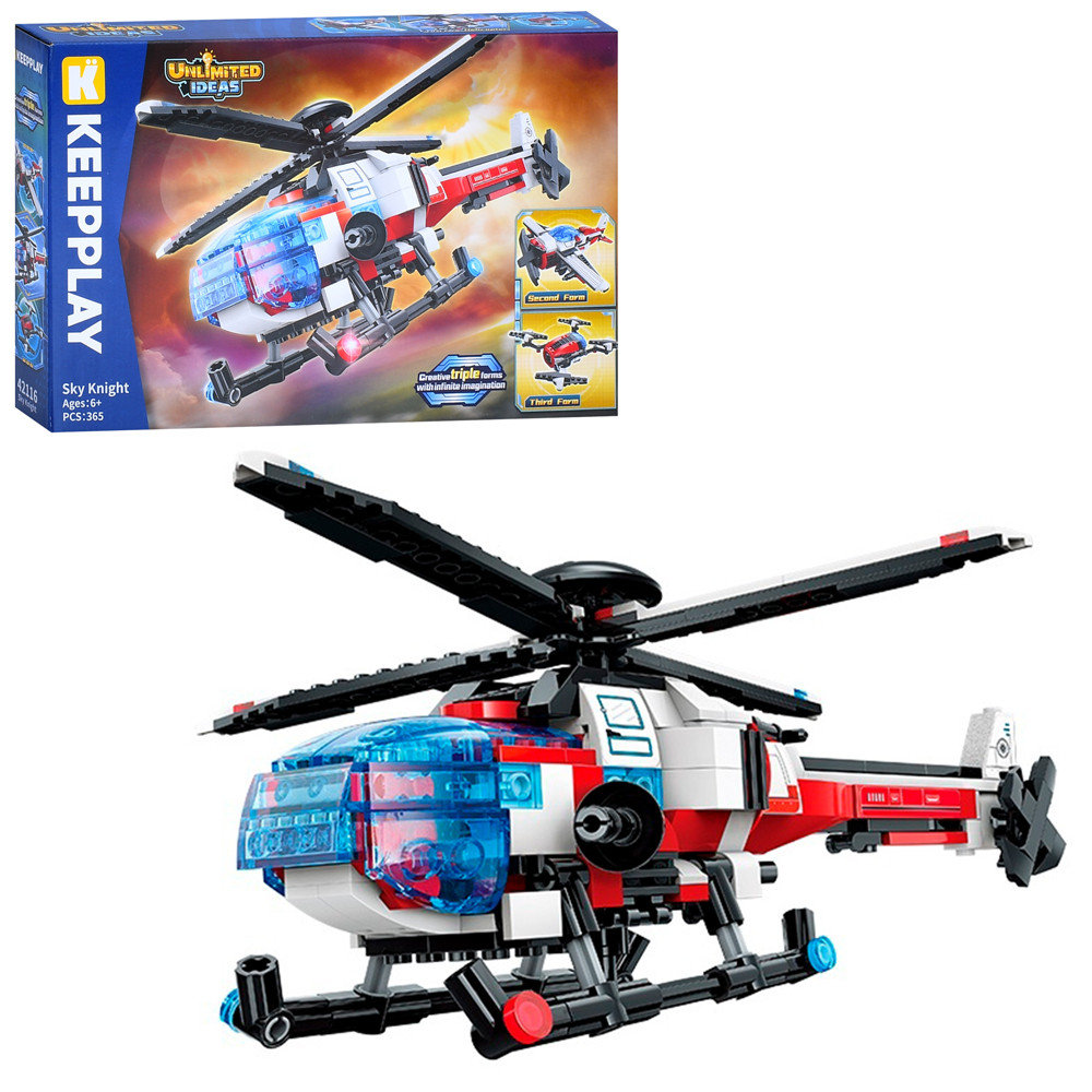 Конструктор 42116 (32шт) транспорт, 3в1 (вертоліт, літак, квадрокоптер), 365дет, в кор-ці, 31,5-19-5см, фото 1