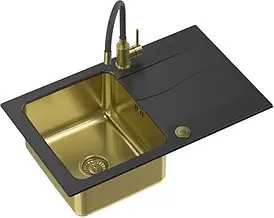 Комплект кухонної мийки зі змішувачем Quadron Michael 111 Fusion + Maggie Gold (FUS_M7848CZPVDG1_3323503PVDG1)