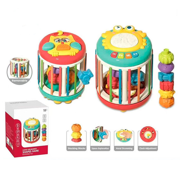 Гра YL521 (24шт) циліндр, грані-резинки, годинник, фігурки, барабан, піаніно, музика,звук,світло, на бат-ці, в, фото 1