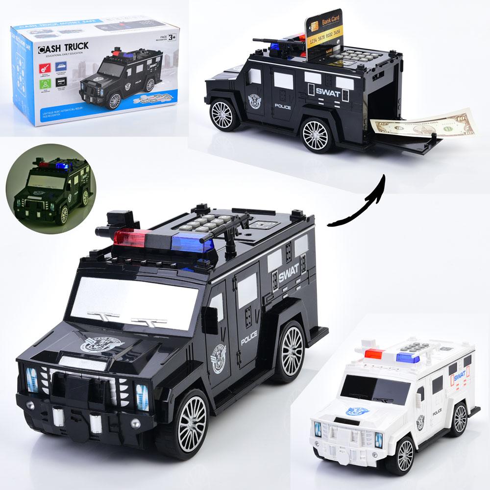 Машина WF-3018 (18шт) 26см, поліція, сейф з кодом, затягує купюри, звук, світло, 2 кольори, на бат-ці, в, фото 1