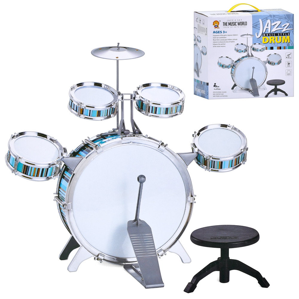 Барабан 2042T (24шт) барабанна установка, 40-41-21см, 5 барабанів, стільчик, в кор-ці, 32,5-32,5-13,5см, фото 1