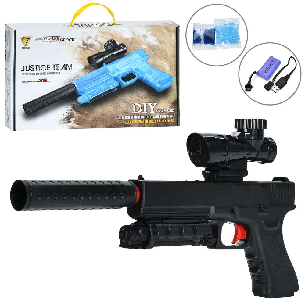Пістолет G910A (18шт) акум, 39см, стріляє водяними кулями, USBзарядне, в кор-ці, 34,5-21-5см, фото 1