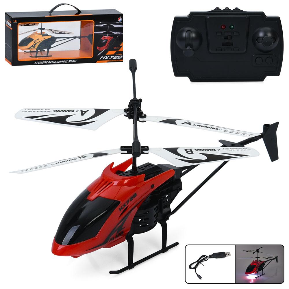 Гелікоптер HX728 (12шт) р/к, акум, вертоліт, 30см, світло, гіроскоп, USBзарядне, 2 кольори, в кор-ці,, фото 1