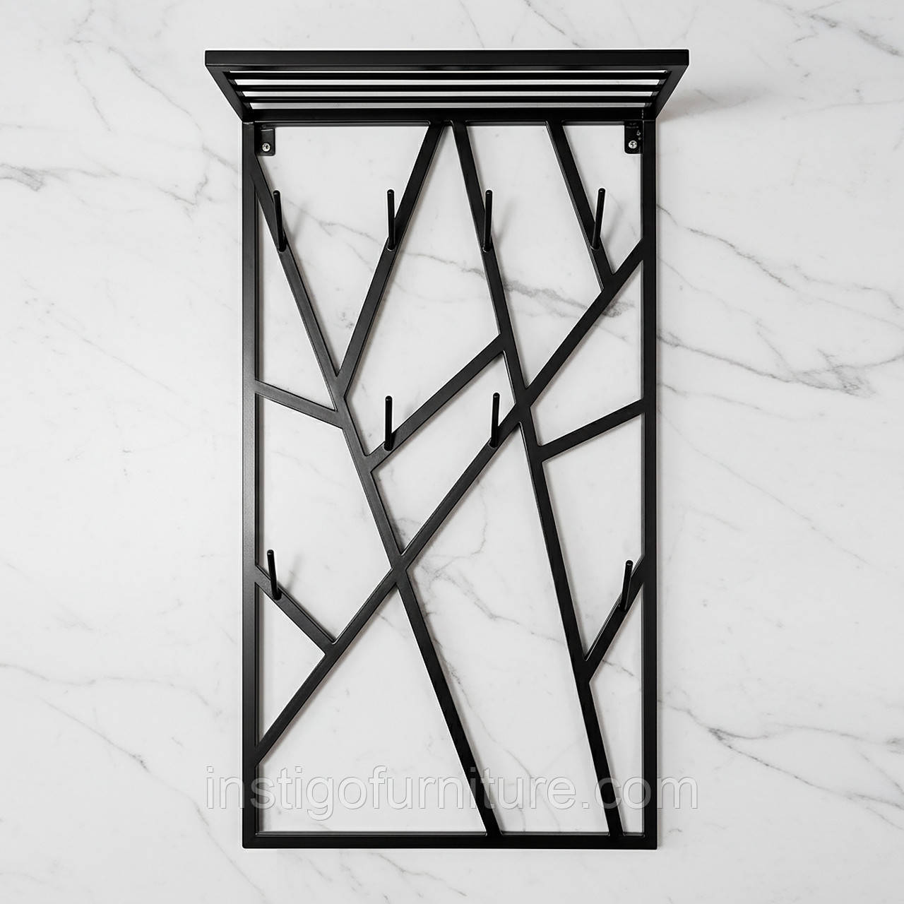 Вішалка для одягу настінна з металу, 600x200 мм, H 1000 мм Loft Чорний, фото 1