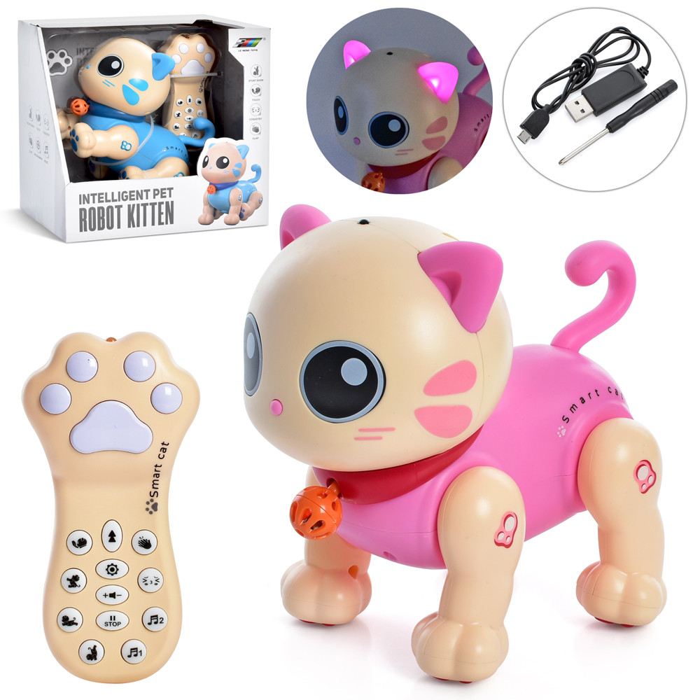Тварина K31 (6шт) кіт 15см, д/к (ІЧ), 2 кольори, сенсор, ходить, танцює, муз, на аккум, USB зарядне, в, фото 1