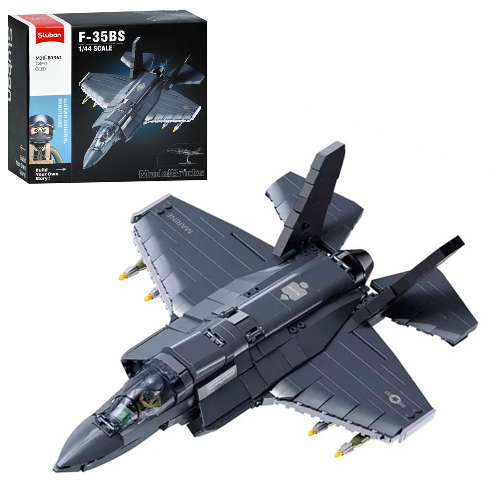 Конструктор SLUBAN M38-B1361 (12шт) військовий літак, 35,3-16,5см, 1:44, фігурка, 705дет, в кор-ці,, фото 1