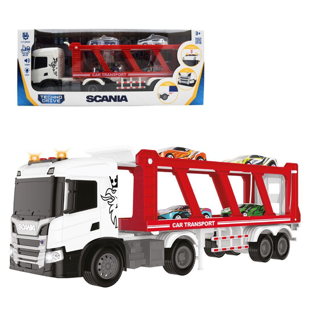 Ігровий набір серії "Large Truck" – АВТОПЕРЕВІЗНИК SCANIA (автоперевізник, 4 машини, світло, звук), фото 1