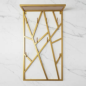 Вішалка для одягу настінна з металу, 600x200 мм, H 1000 мм Loft Золото