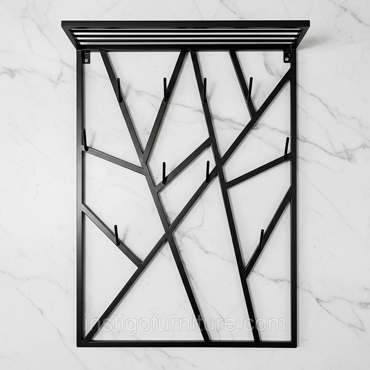 Вішалка для одягу настінна з металу, 800x200 мм, H 1000 мм Loft Чорний, фото 1