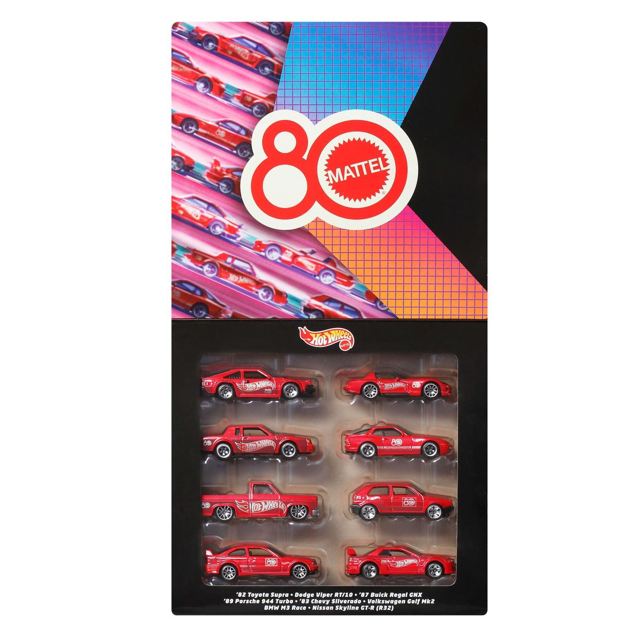Тематичний набір з 8 машинок "80 років драйву Mattel" Hot Wheels, фото 1