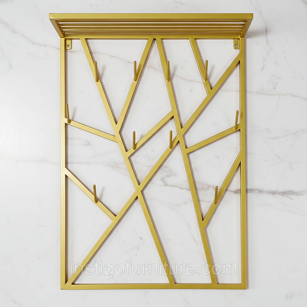 Вішалка для одягу настінна з металу, 800x200 мм, H 1000 мм Loft Золото, фото 1