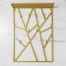 Вішалка для одягу настінна з металу, 800x200 мм, H 1000 мм Loft Золото