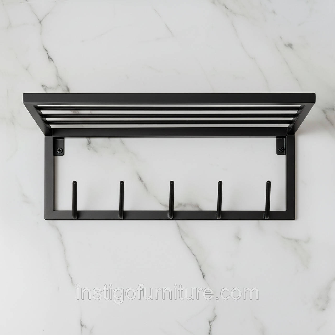 Вішалка для одягу настінна з металу 600x200 мм, H 200 мм Чорний, фото 1