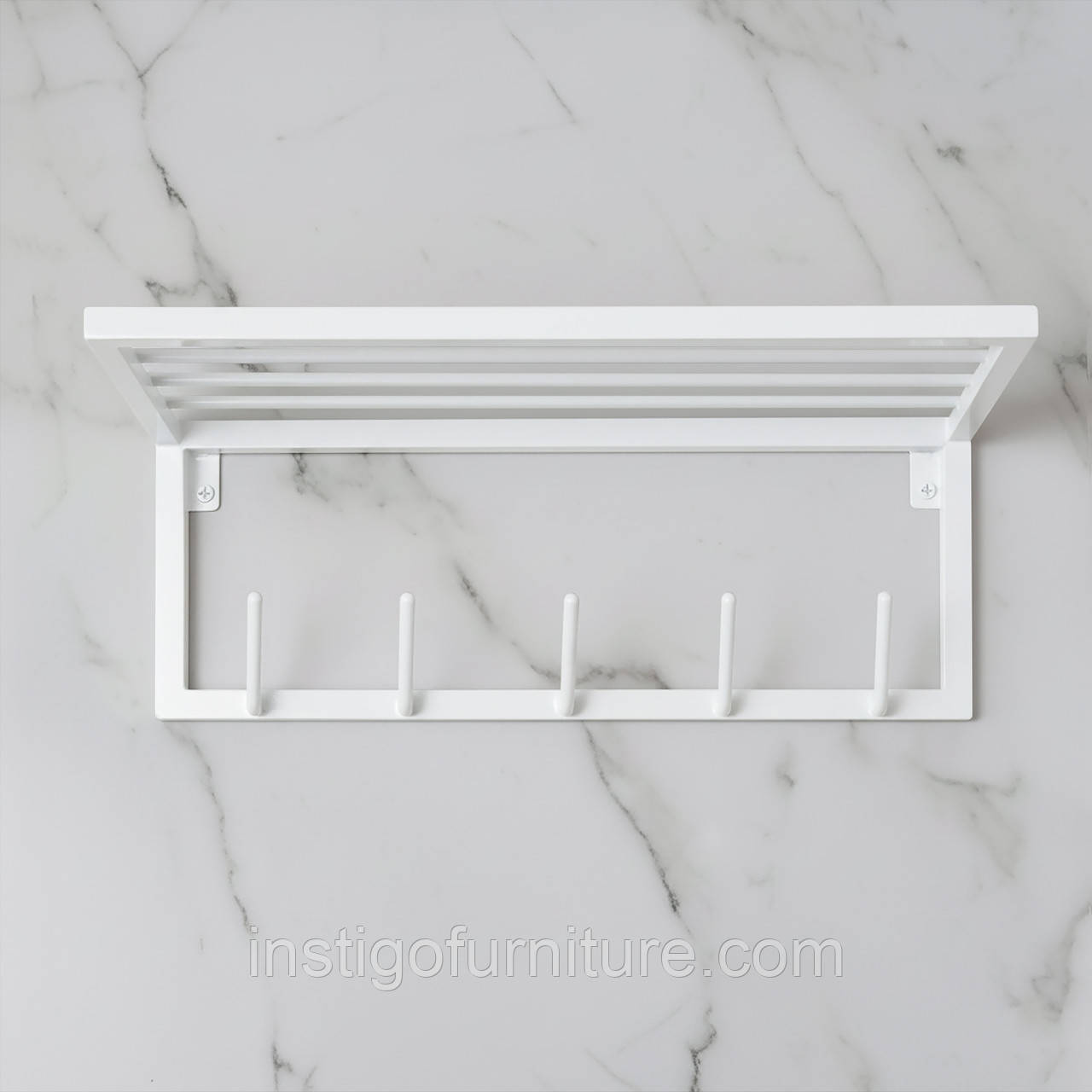 Вішалка для одягу настінна з металу 600x200 мм, H 200 мм Білий, фото 1