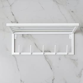 Вішалка для одягу настінна з металу 600x200 мм, H 200 мм Білий