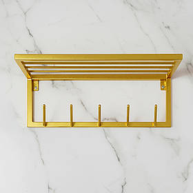 Вішалка для одягу настінна з металу 600x200 мм, H 200 мм Золото