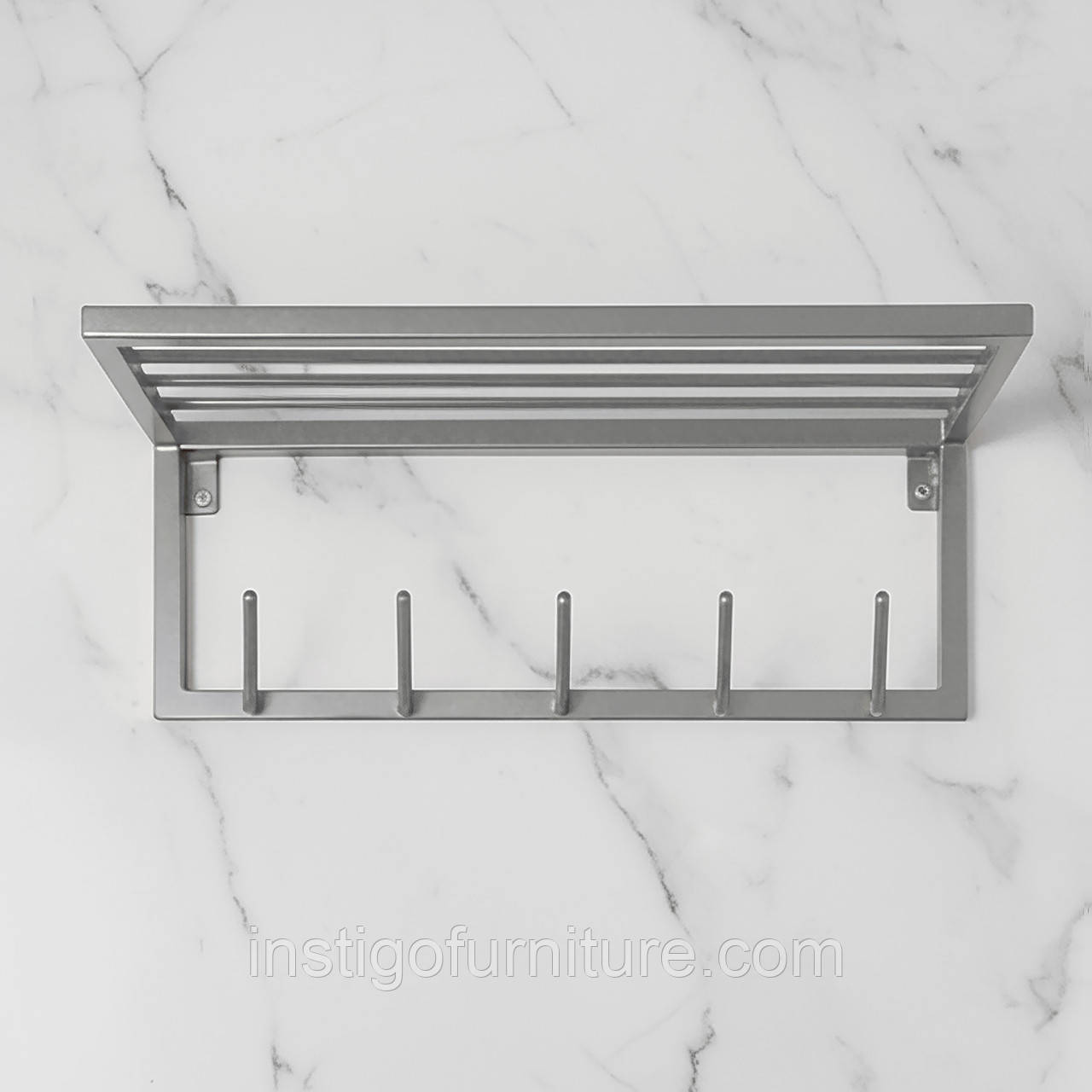 Вішалка для одягу настінна з металу 600x200 мм, H 200 мм Сатин, фото 1