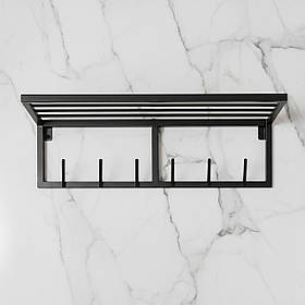 Вішалка для одягу настінна з металу 800x200 мм, H 200 мм Чорний