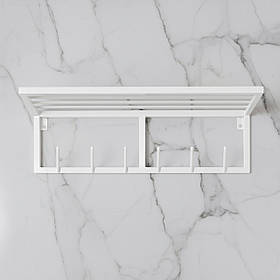 Вішалка для одягу настінна з металу 800x200 мм, H 200 мм Білий