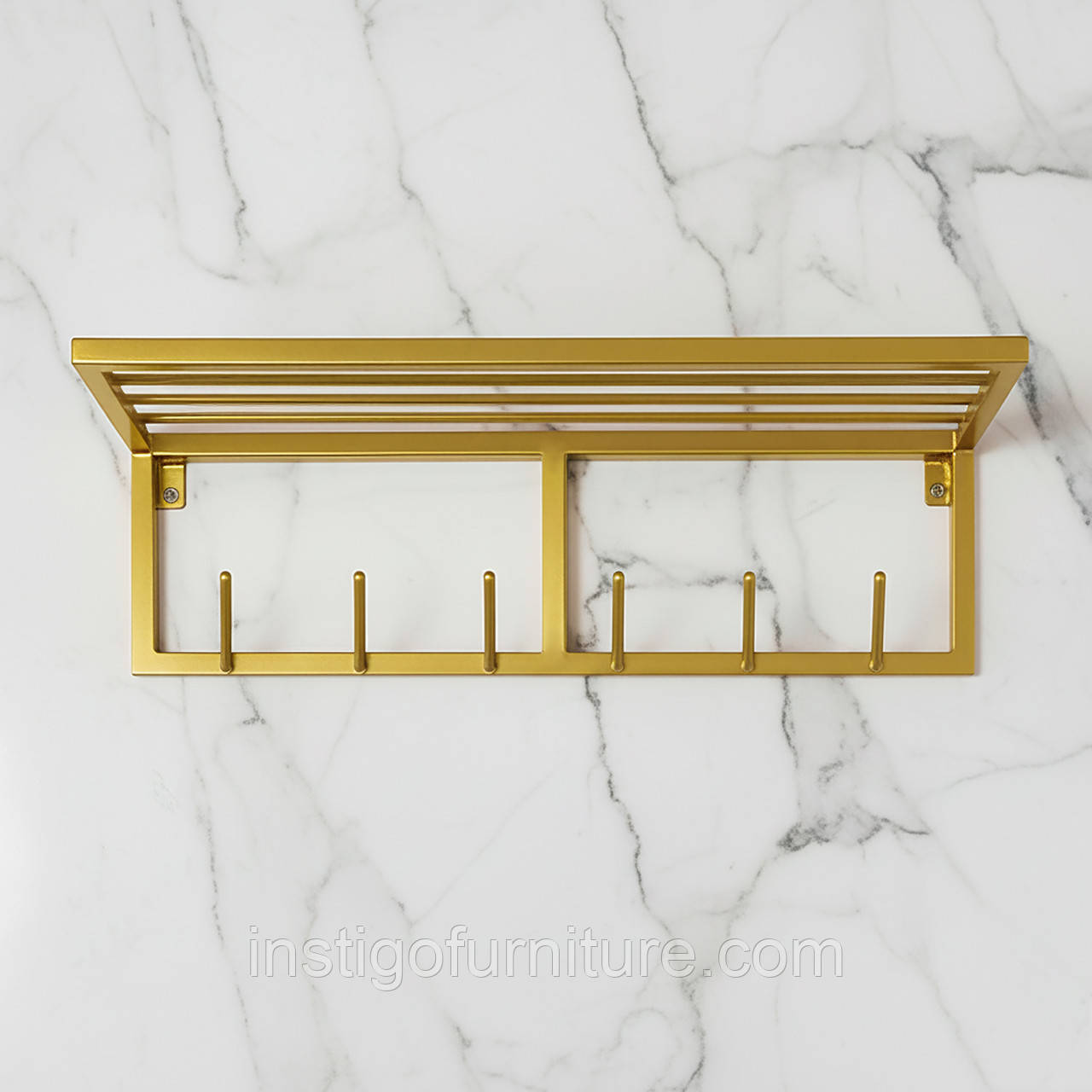 Вішалка для одягу настінна з металу 800x200 мм, H 200 мм Золото, фото 1