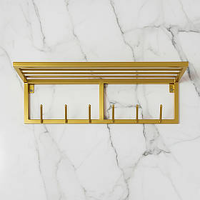 Вішалка для одягу настінна з металу 800x200 мм, H 200 мм Золото