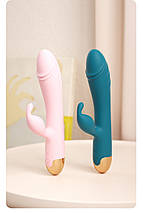 Вібратор Rotessa – 10 режимів, обертовий ствол, кліторальний стимулятор, USB акумулятор  Зелений, фото 4