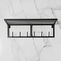 Вішалка для одягу настінна з металу 800x200 мм, H 200 мм Чорний