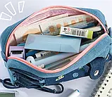 Пенал шкільний джинсовий у корейському стилі y2k kpop на 1 відділення, 20х8х5 см, синій, фото 2