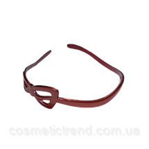 Обруч для волосся бордоао-коричневий із золотом глянсовий з бантом (Франція), фото 3