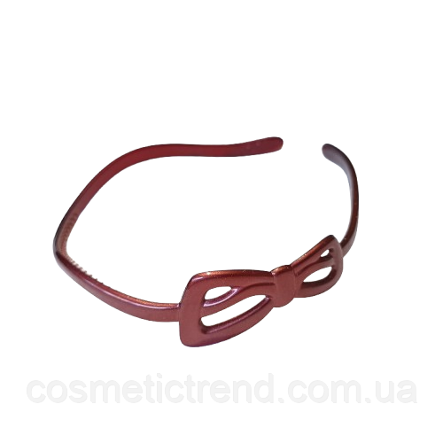 Обруч для волосся бордоао-коричневий із золотом глянсовий з бантом (Франція)