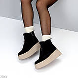 Жіночі зимові черевики натуральні, жіночі зимові хайтопи на високій підошві, зимові жіночі черевики на високій підошві, фото 4