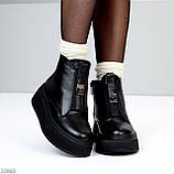 Жіночі зимові черевики натуральні, жіночі зимові хайтопи на високій підошві, зимові жіночі черевики на високій підошві, фото 8